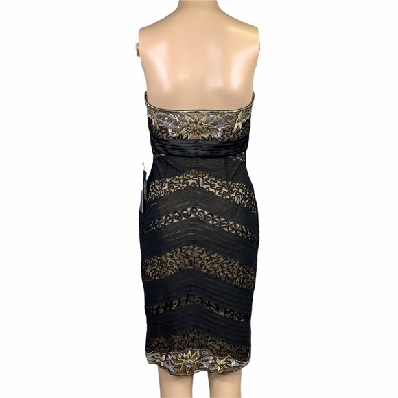 Sue Wong Womens Cocktail Dress Sheath Strapless Chevron Beaded Sequin Size 6 - Picture 8 of 16